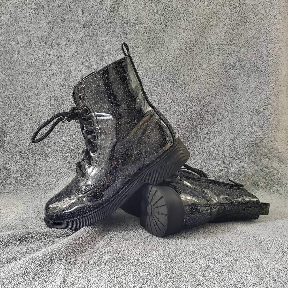 Wonder Nation Black Glitter Moto Boots